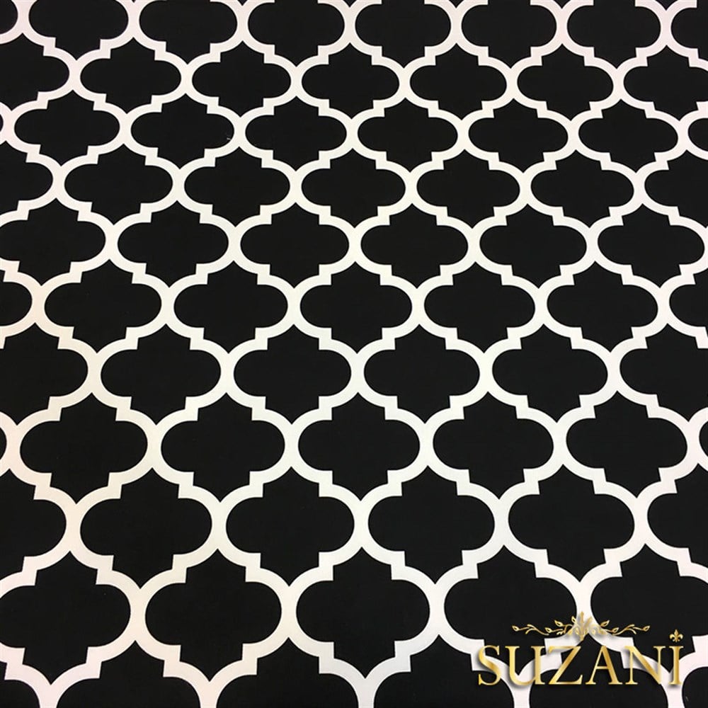 Siyah Zemin Fas Desenli Kumaş