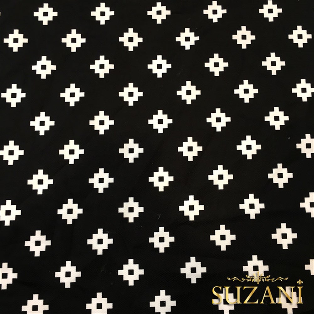 Siyah Zemin Küçük Mozaik Desenli Kumaş