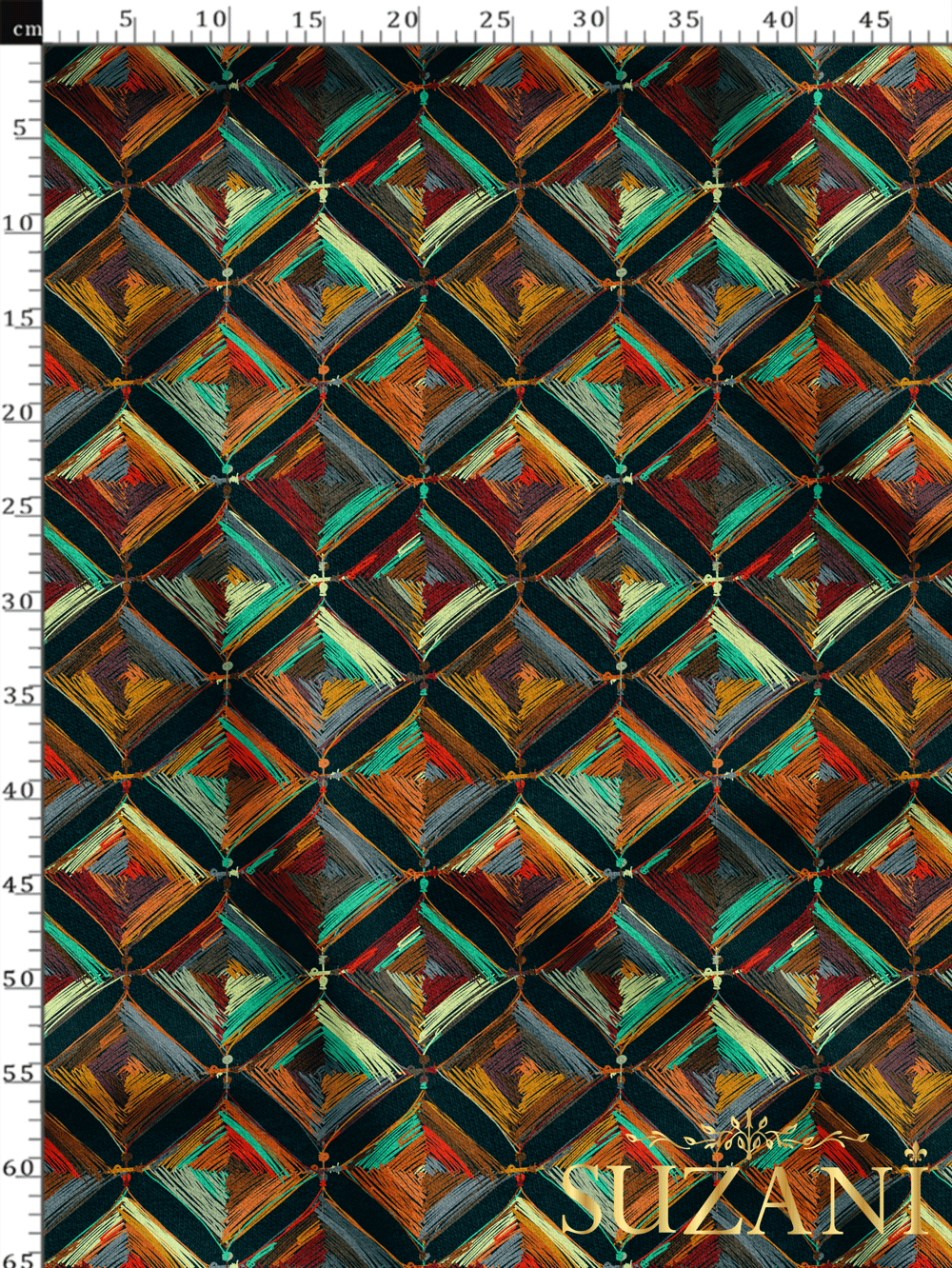 Siyah Zemin Renkli Mandala Desenli Dijital Baskılı Kumaş