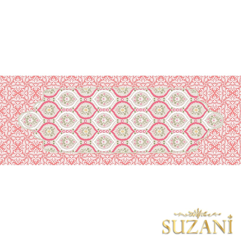 Soft Kırmızı Damask Desenli Dikişsiz Runner Kumaşı