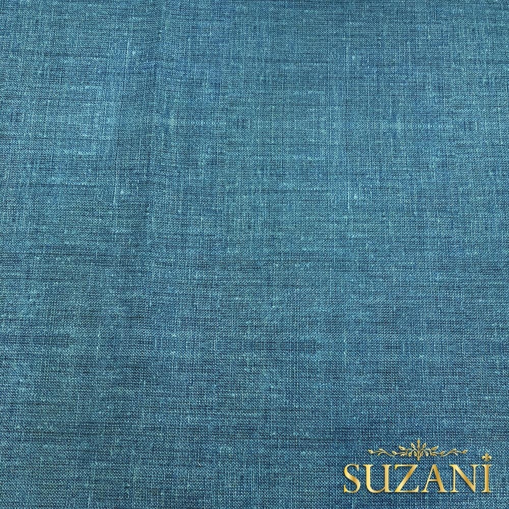 Soğuk Mavi Keten Görünümlü Dijital Baskılı Kumaş