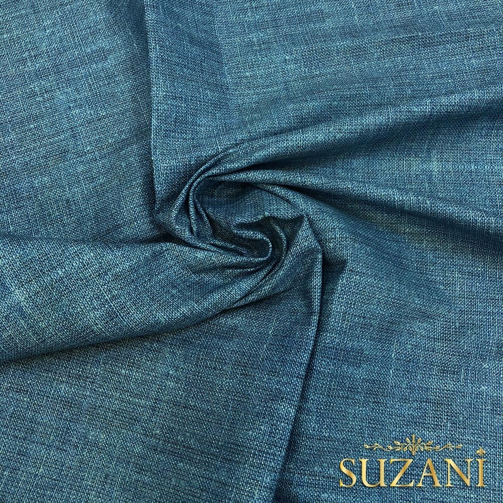 Soğuk Mavi Keten Görünümlü Dijital Baskılı Kumaş