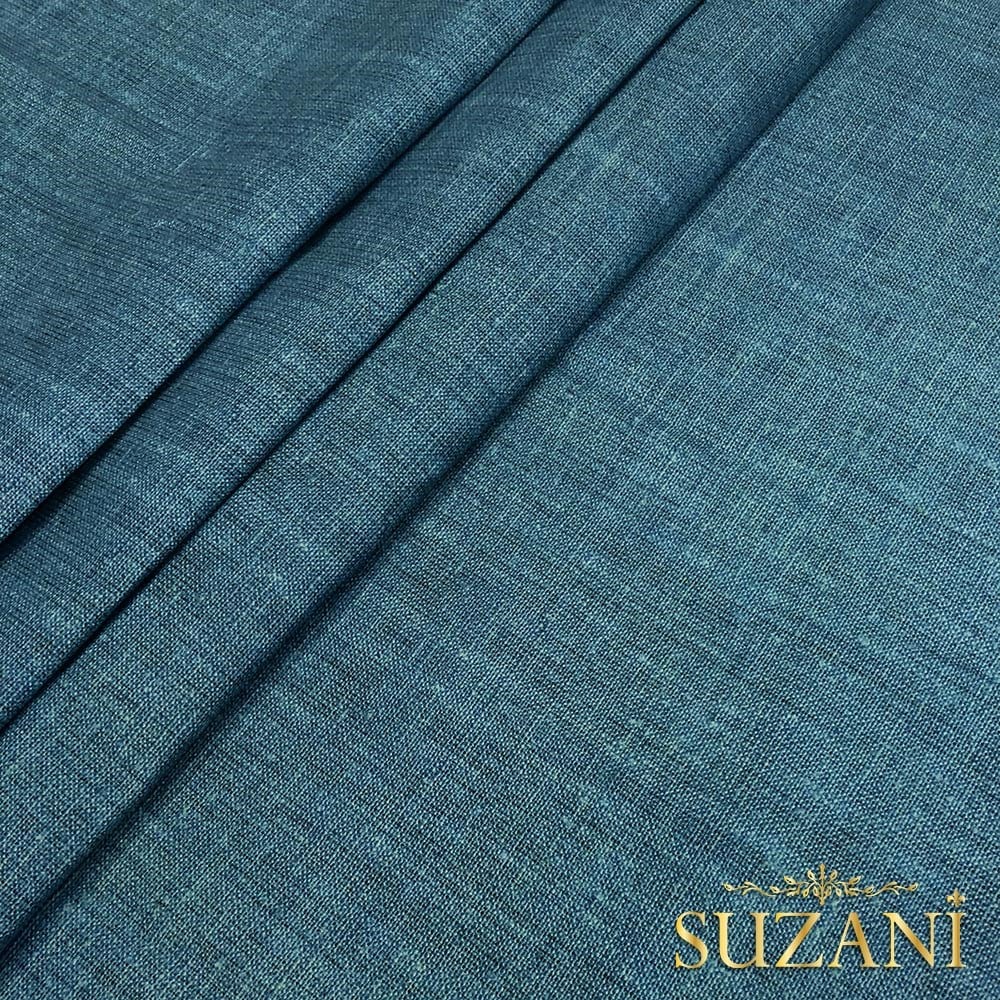 Soğuk Mavi Keten Görünümlü Dijital Baskılı Kumaş