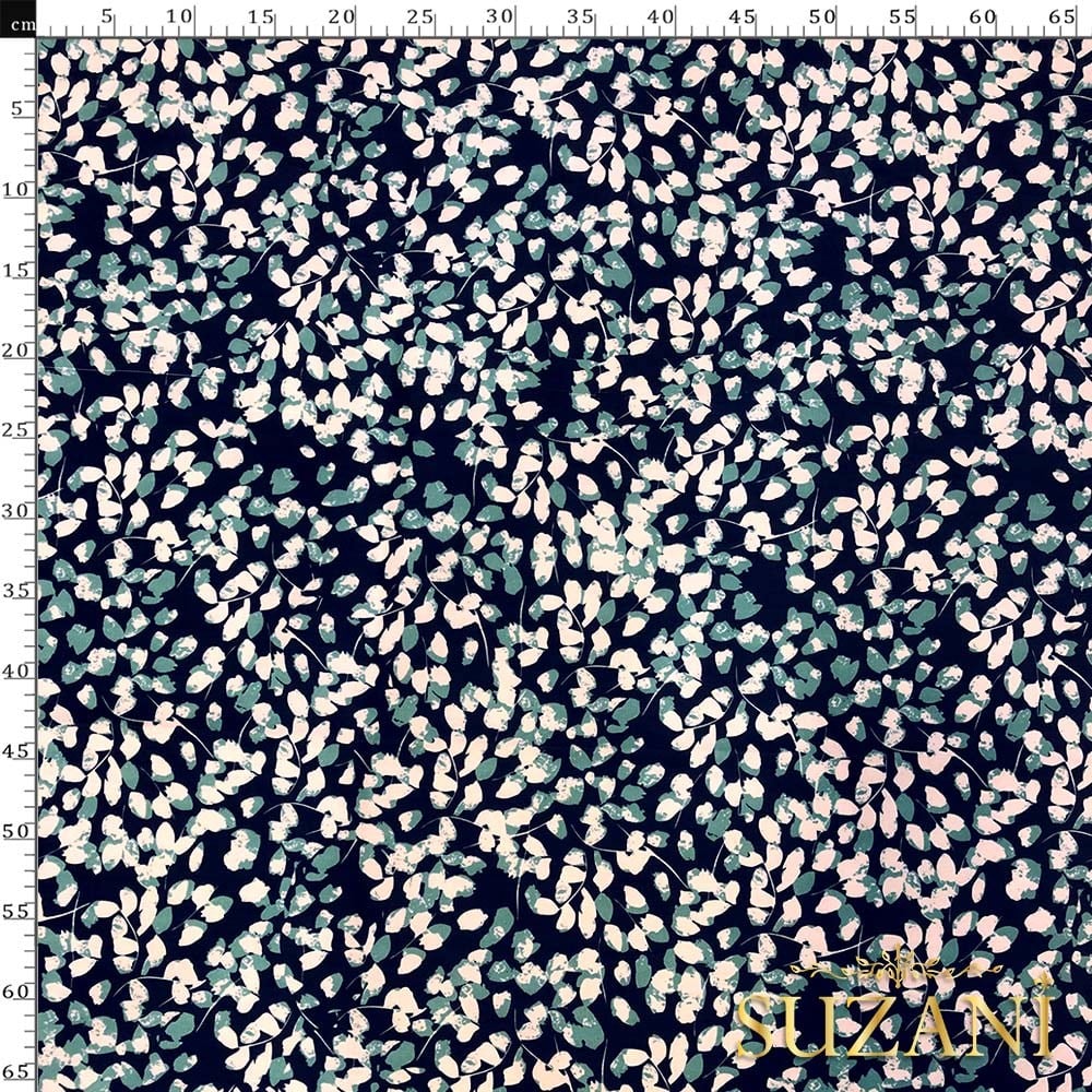 Suluboya Yaprak Desenli Dijital Baskılı Kumaş