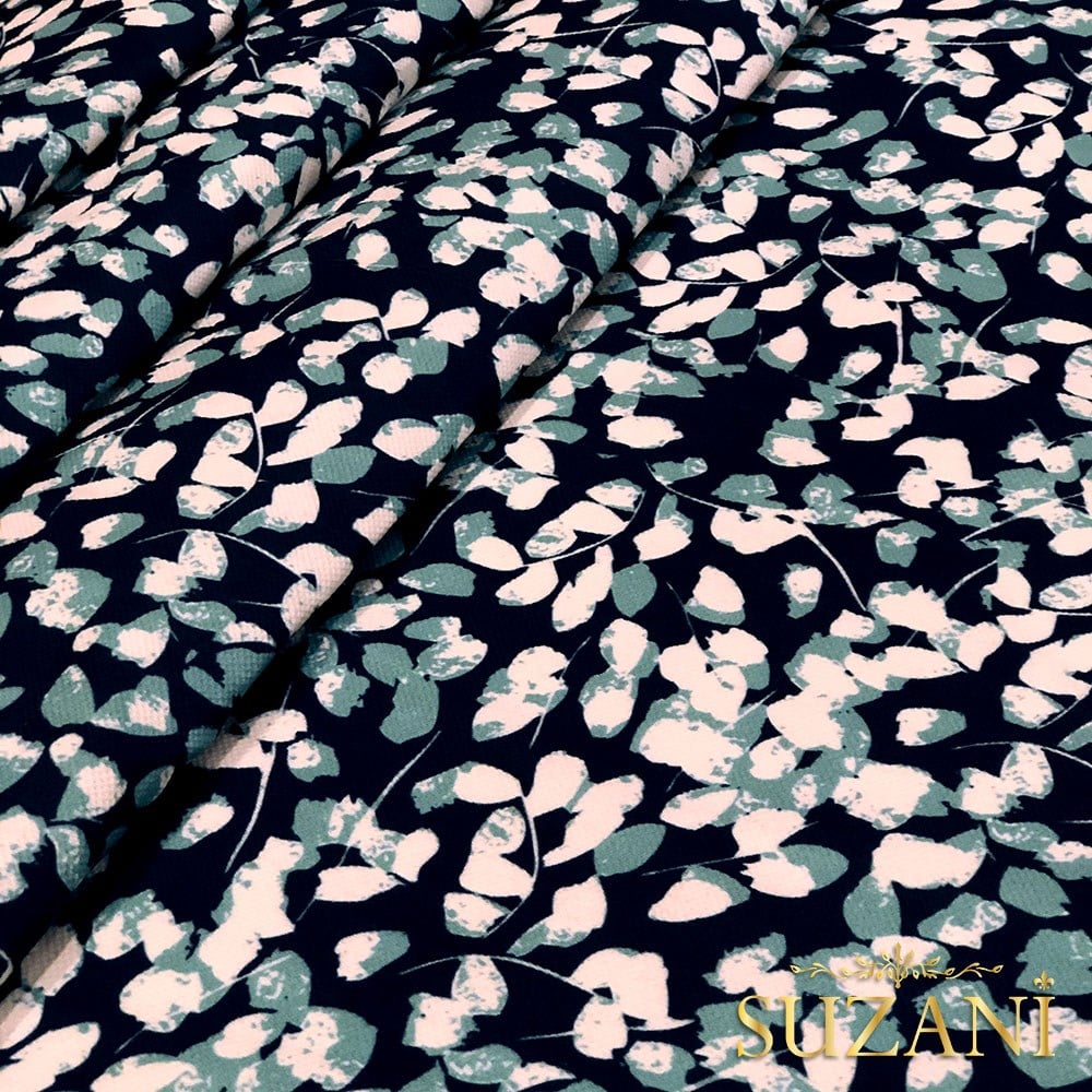 Suluboya Yaprak Desenli Dijital Baskılı Kumaş