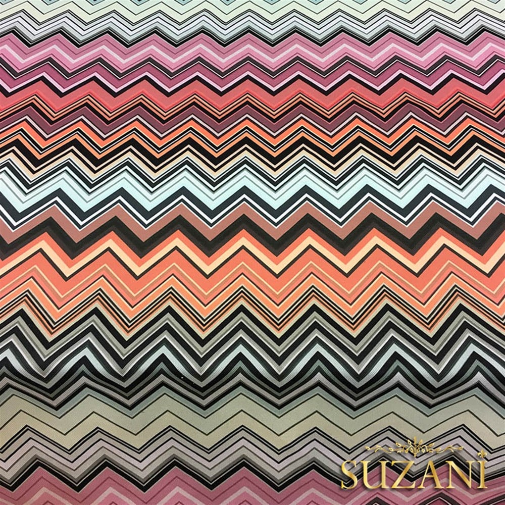 Turuncu Gri Renk Geçişli Zigzag Kumaş