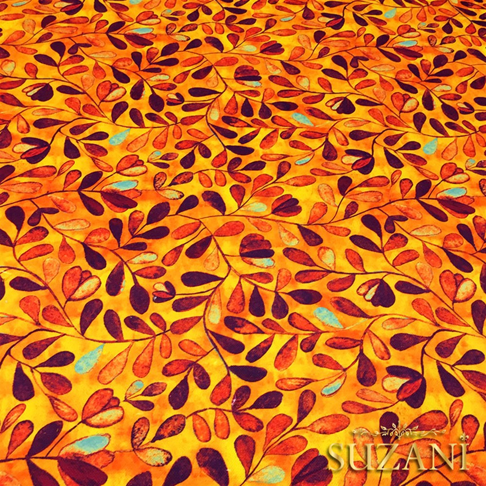 Turuncu Mor Aşk Merdiveni Desenli Kumaş