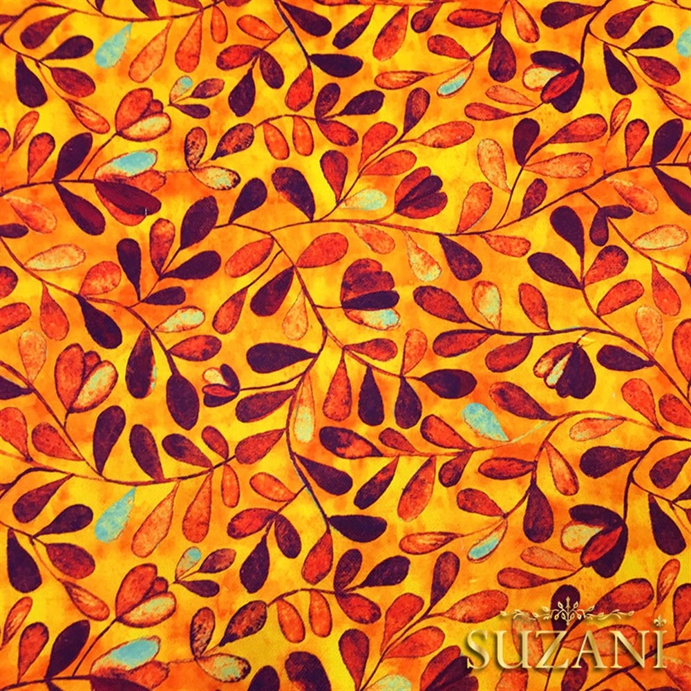 Turuncu Mor Aşk Merdiveni Desenli Kumaş