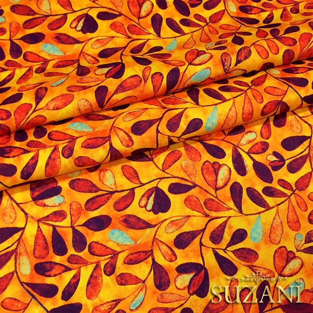 Turuncu Mor Aşk Merdiveni Desenli Kumaş