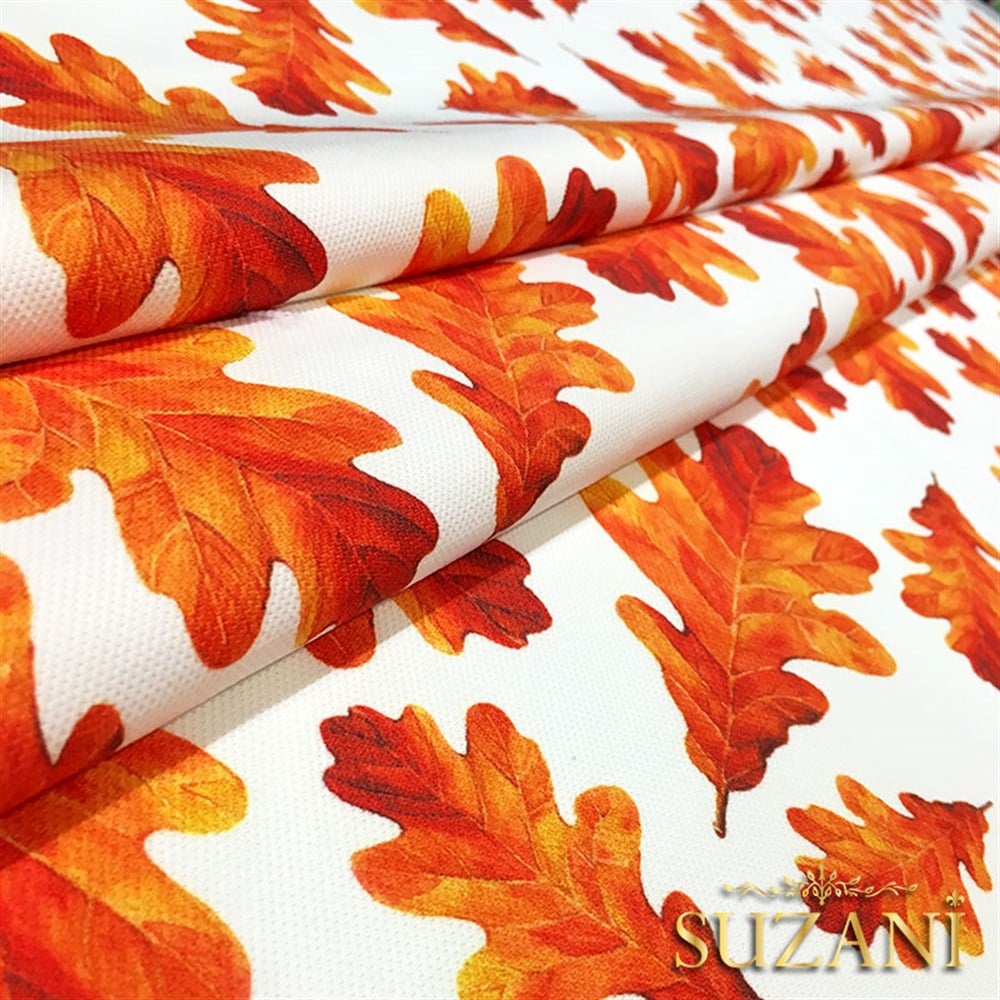 Turuncu Sonbahar Yaprakları Desenli Kumaş