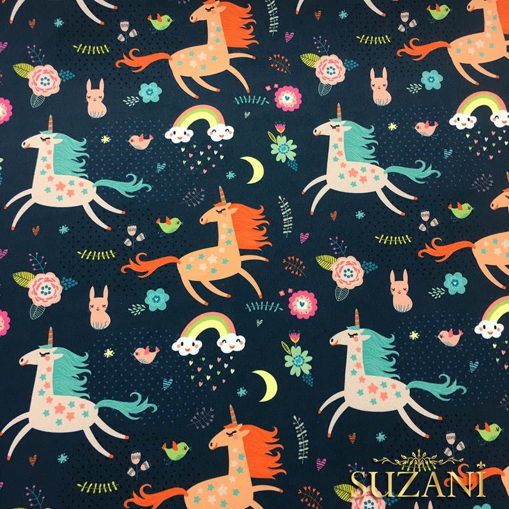 Uzun Saçlı Unicorn Çocuk Kumaşı