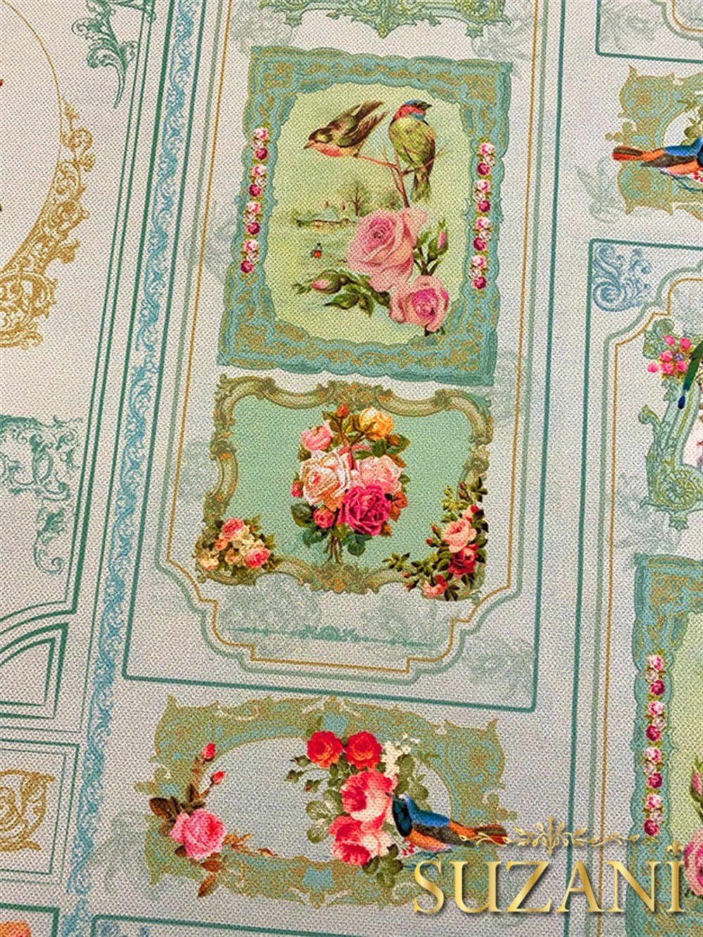 Vintage Barok Desenli Dijital Baskılı Kumaş