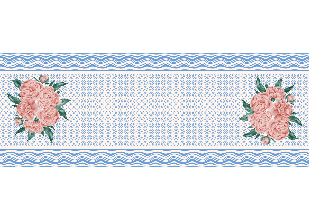 Vintage Garden Gül Desenli Dikişsiz Runner Kumaşı