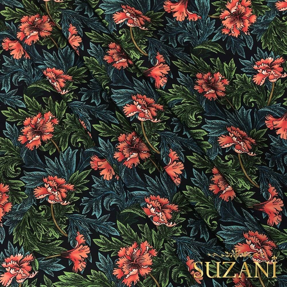 William Morris Çiçek Desenli Dijital Baskılı Kumaş