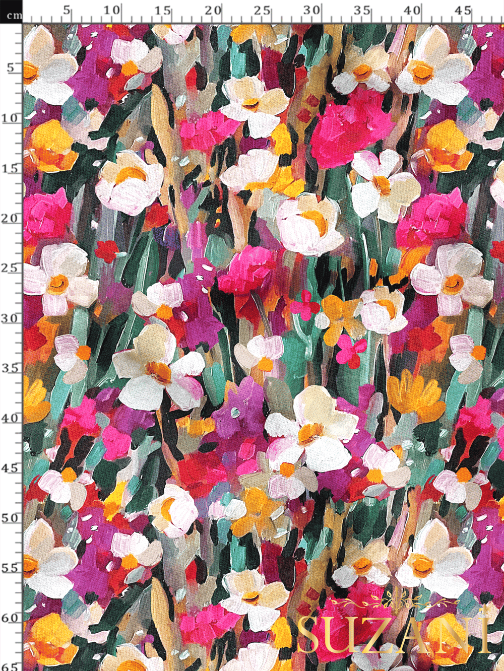 Yağlı Boya Çiçek Desenli Dijital Baskılı Kumaş