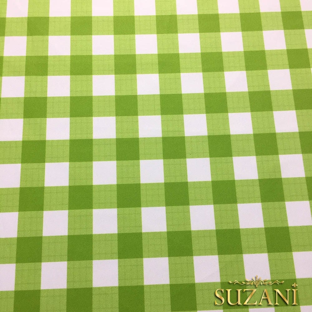 Yeşil Beyaz Klasik Ekose Desenli Kumaş