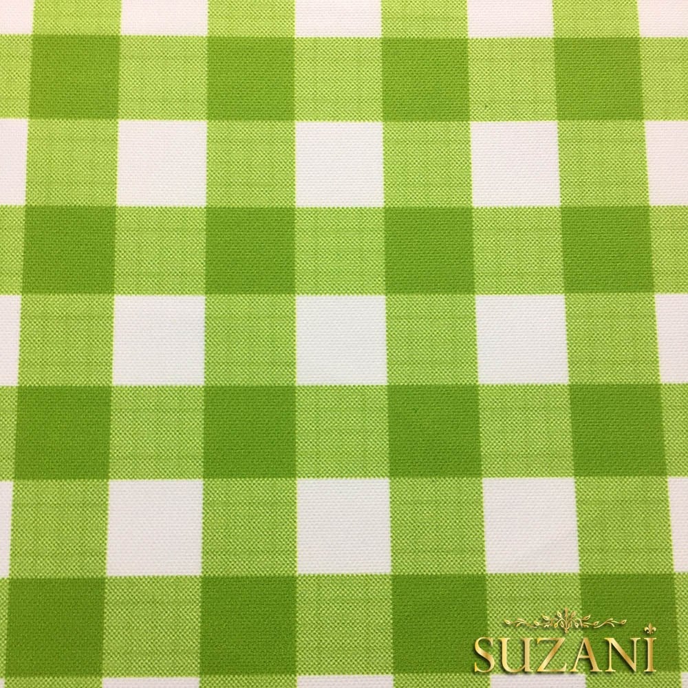 Yeşil Beyaz Klasik Ekose Desenli Kumaş