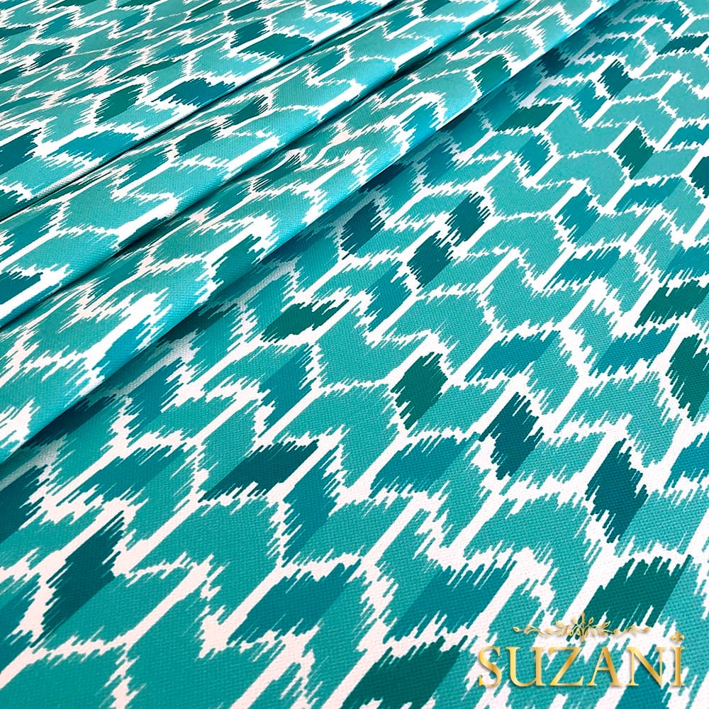 Yeşil İkat Desen Dijital Baskılı Kumaş