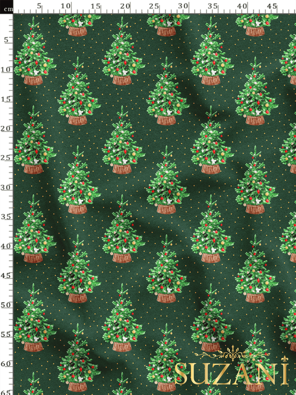 Yılbaşı Ağacı Desenli Dijital Baskılı Kumaş