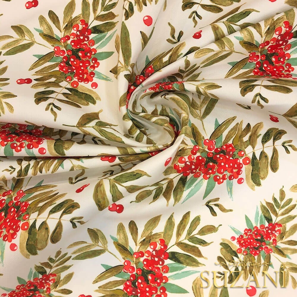 Yılbaşı Çiçeği Desenli Dijital Baskılı Kumaş