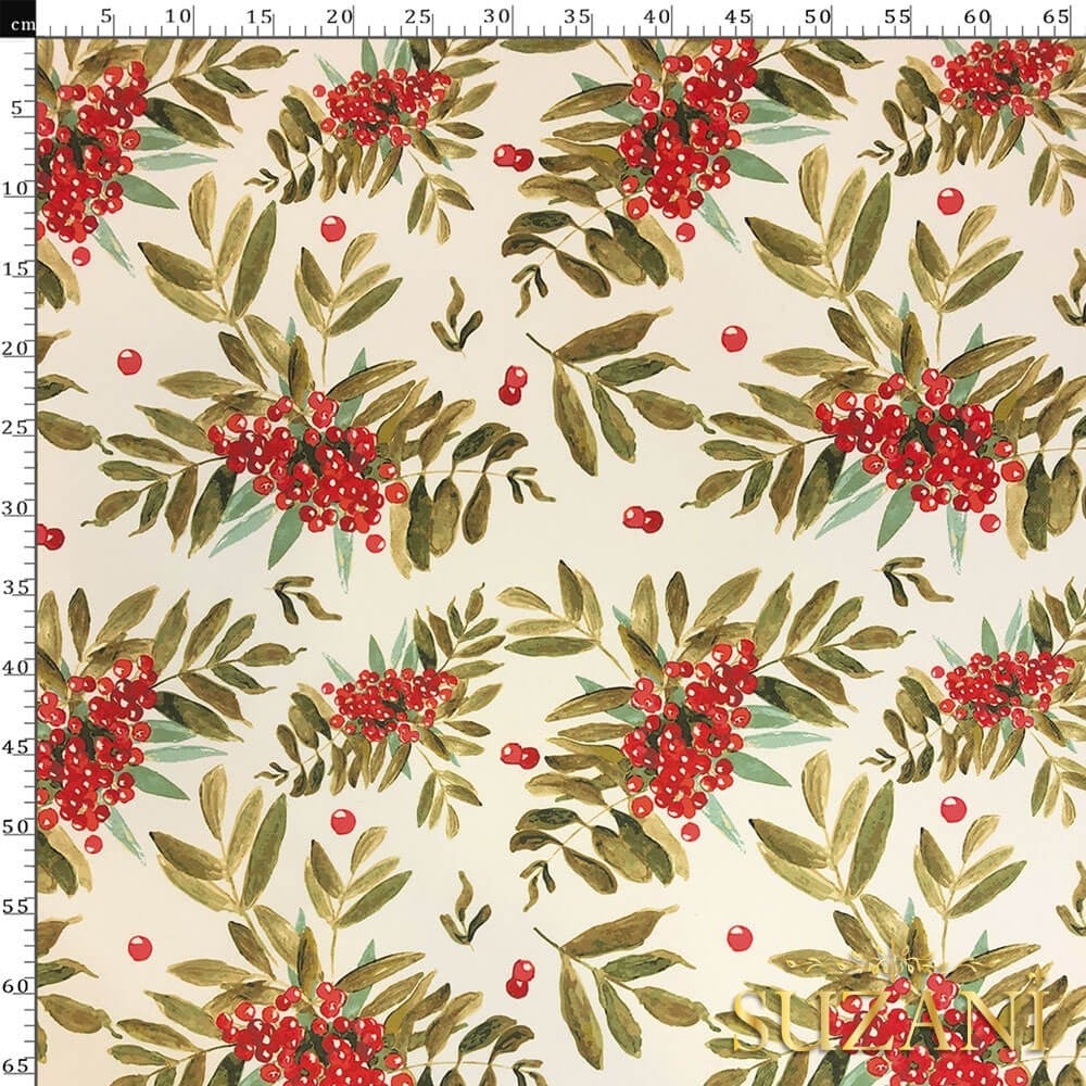 Yılbaşı Çiçeği Desenli Dijital Baskılı Kumaş