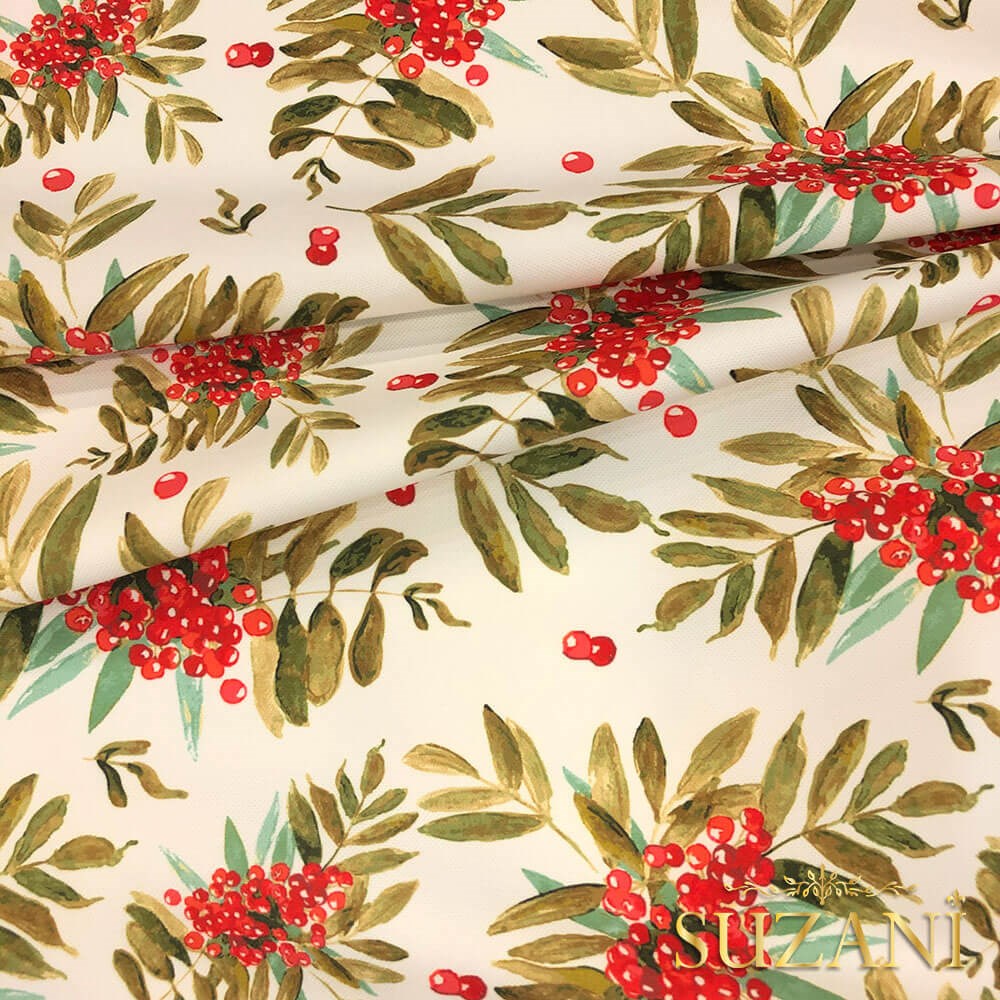 Yılbaşı Çiçeği Desenli Dijital Baskılı Kumaş