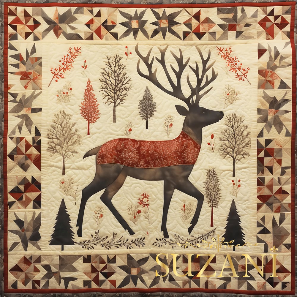 Yılbaşı Ağacı Desenli 3'lü Pano Kumaş