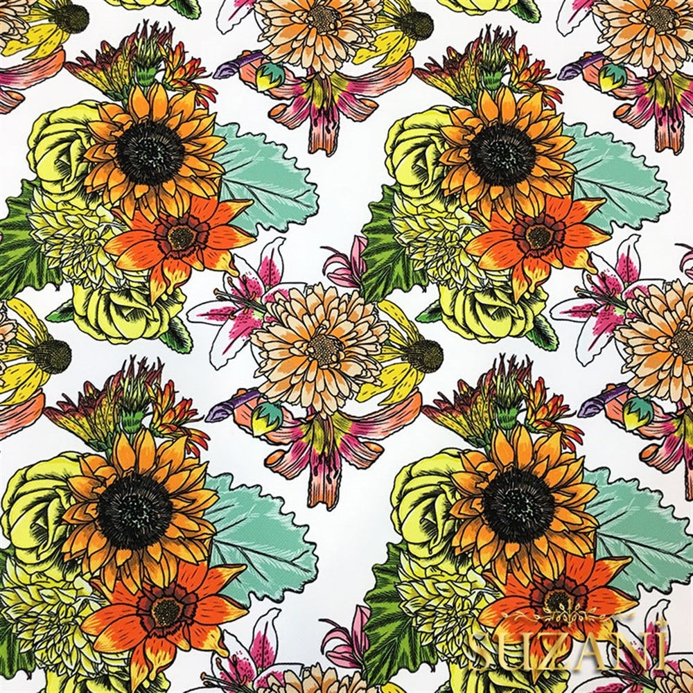 Yıldız Çiçeği (Beyaz) Desenli Kumaş