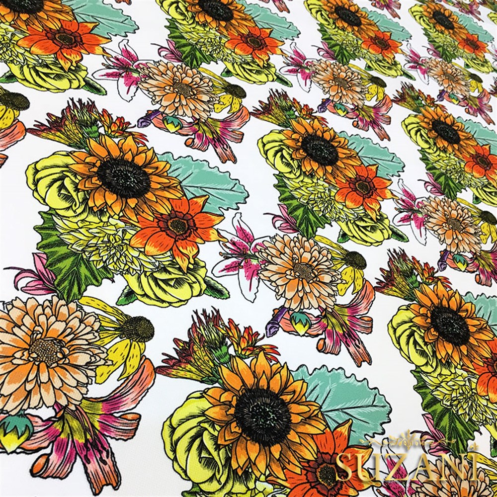 Yıldız Çiçeği (Beyaz) Desenli Kumaş