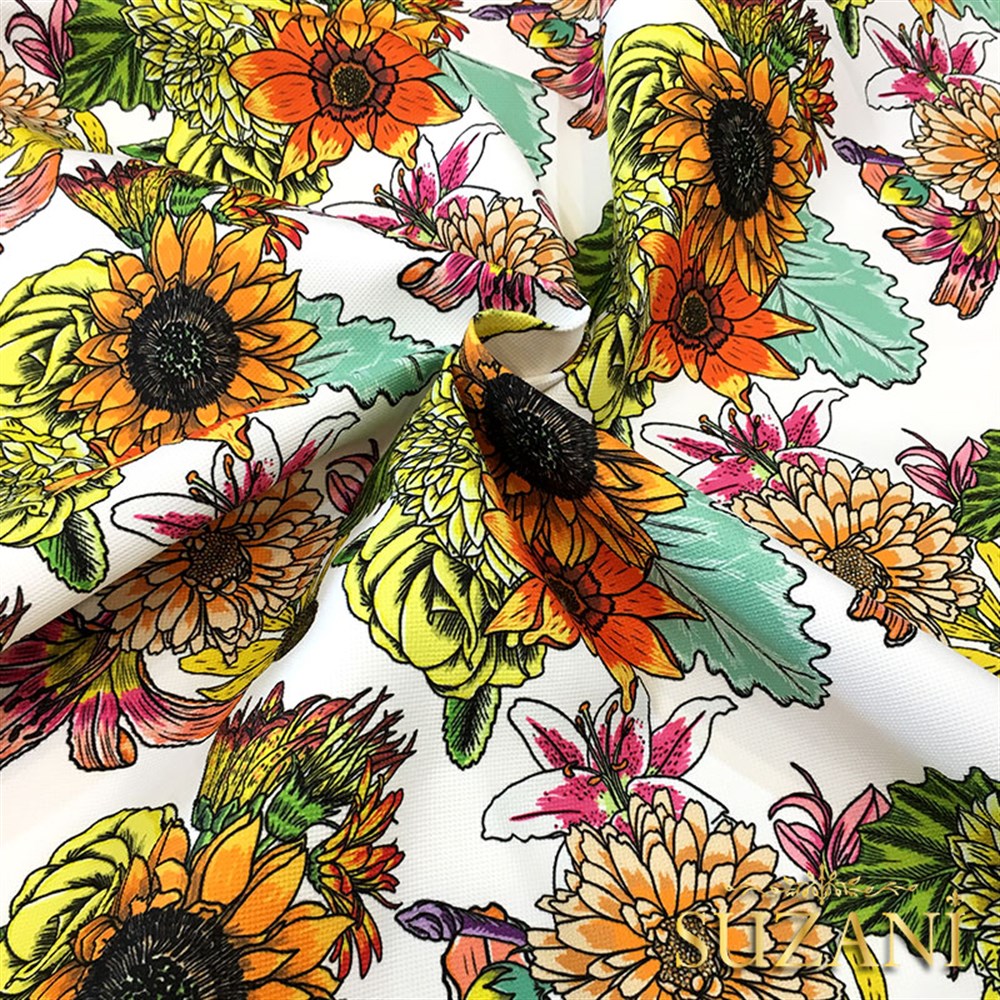 Yıldız Çiçeği (Beyaz) Desenli Kumaş