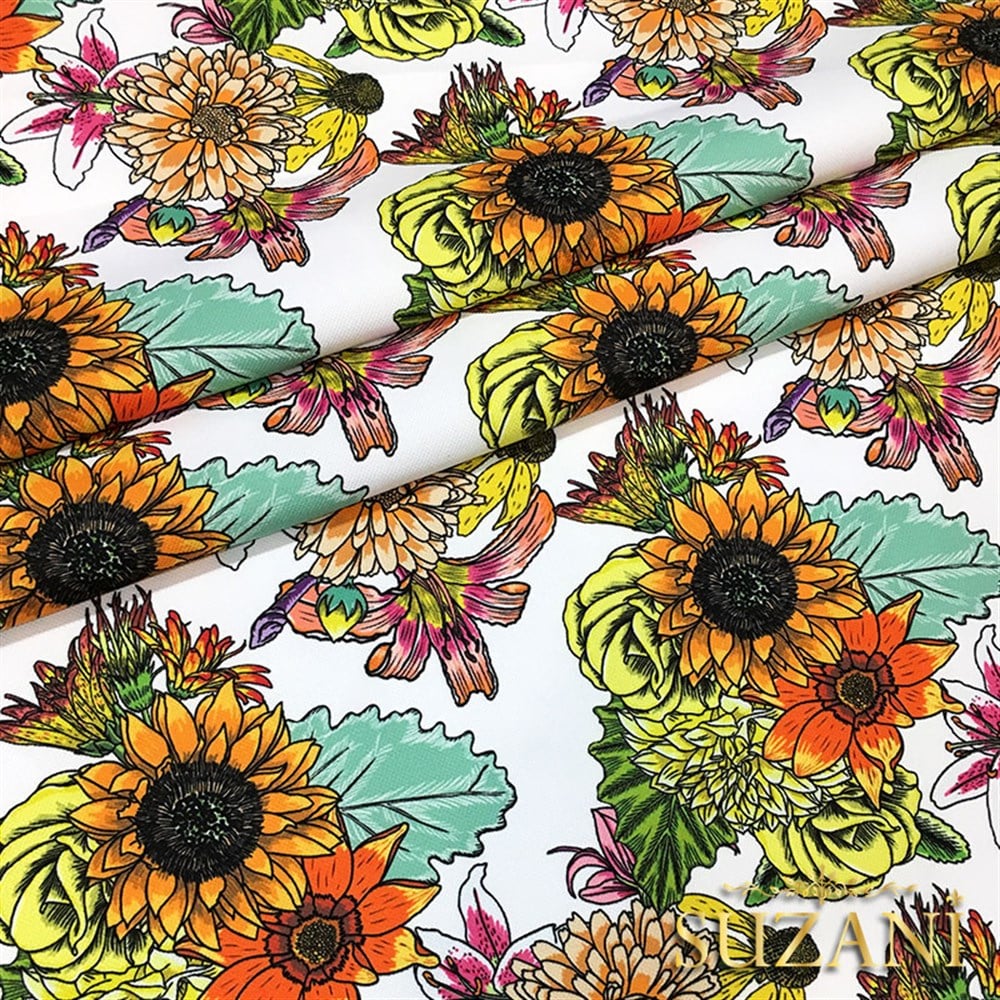 Yıldız Çiçeği (Beyaz) Desenli Kumaş