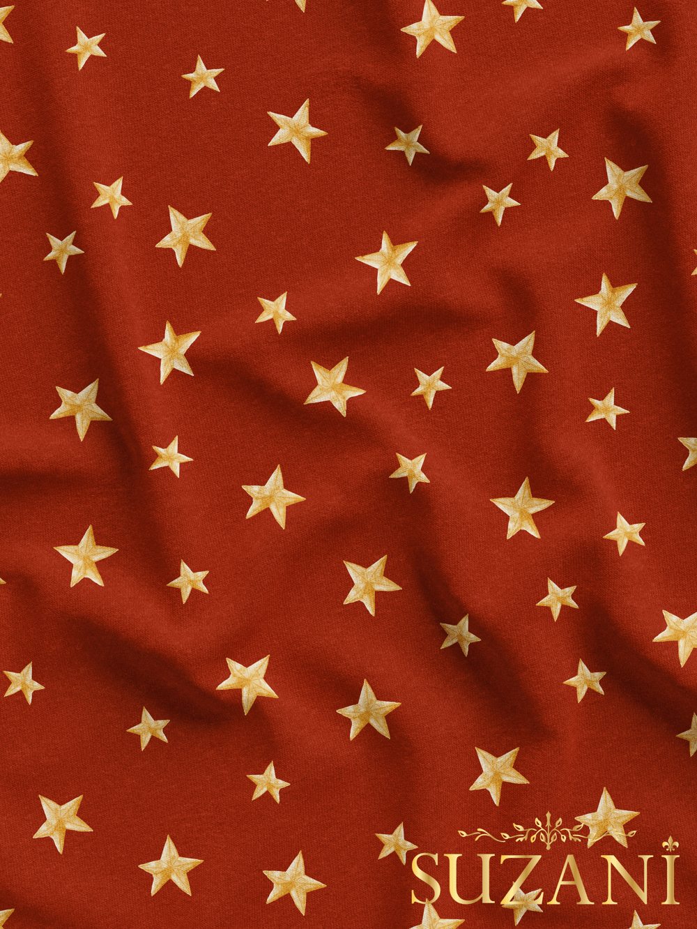 Yıldız Desenli Dijital Baskılı Kumaş