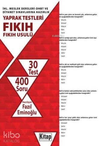 Fıkıh-Fıkıh Usulü; İHL. Meslek Dersleri-DHBT ve Diyanet Sınavlarına Hazırlık - Yaprak Testleri