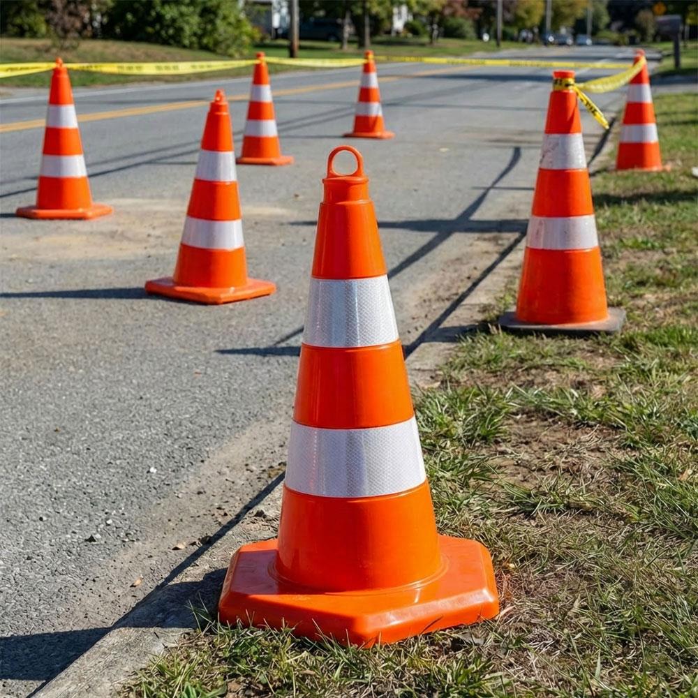 10 Adet PVC Trafik Konisi 50 cm Reflektifli - Ağırlıksız Trafik Dubası