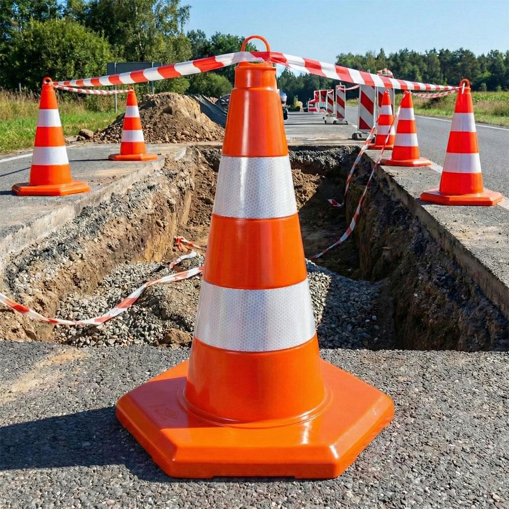 10 Adet PVC Trafik Konisi 50 cm Reflektifli - Ağırlıksız Trafik Dubası