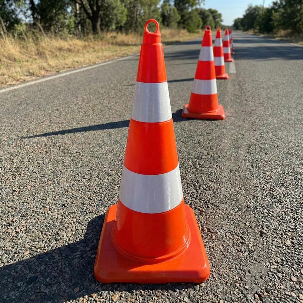 10 Adet PVC Trafik Konisi 75 cm Çift Reflektifli Trafik Dubası