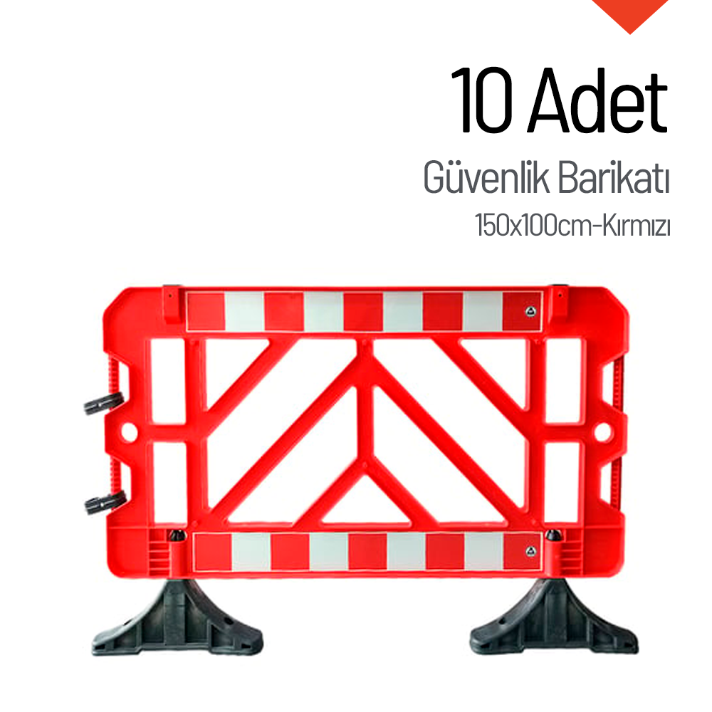 10lu Güvenlik Barikatı Seti Kırmızı 150x100cm