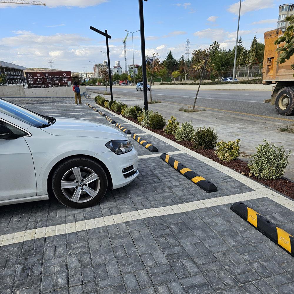 10lu Plastik Oto Park Araç Stoperi 190 cm Siyah-Sarı