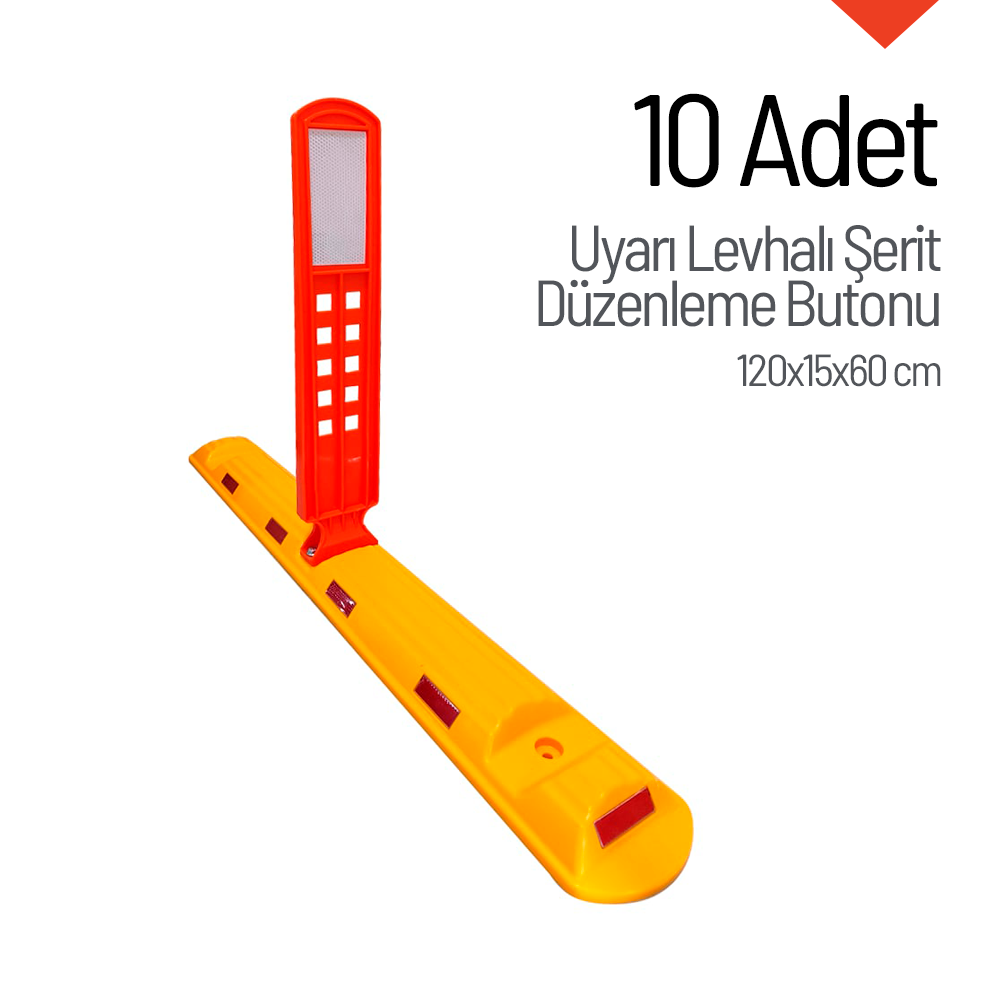 10lu Uyarı Levhalı Şerit Düzenleme Butonu Seti 120x60x15 cm