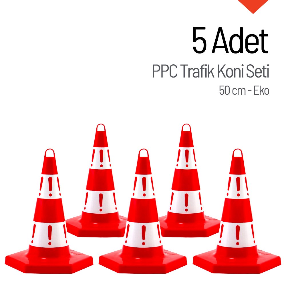 5 Adet Eko Trafik Konisi 50 cm - Ağırlıksız Trafik Dubası