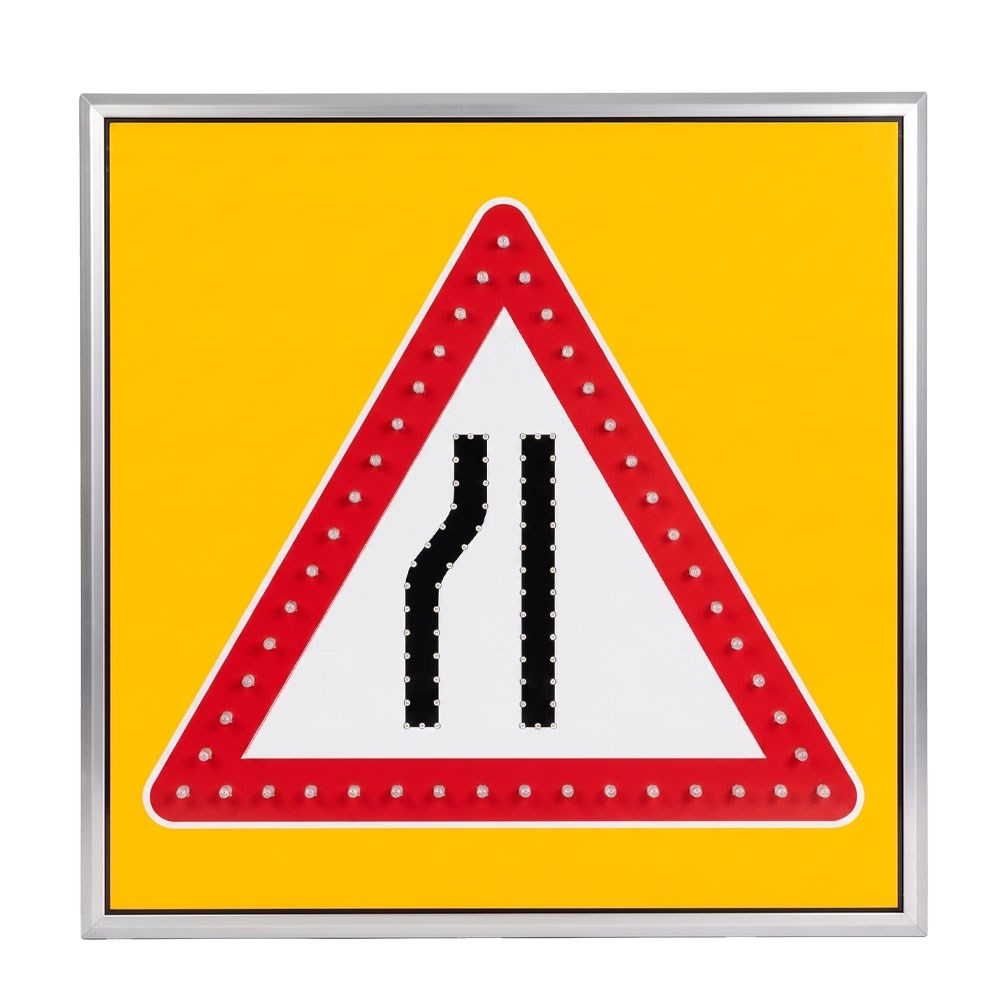 AC LEDli Soldan Daralan Yol Levhası 100 x 100 cm