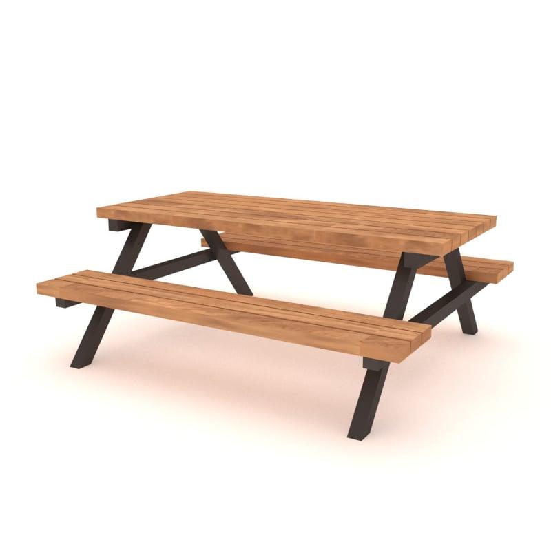 Ahşap Piknik Masası, Metal Gövdeli 145 cm
