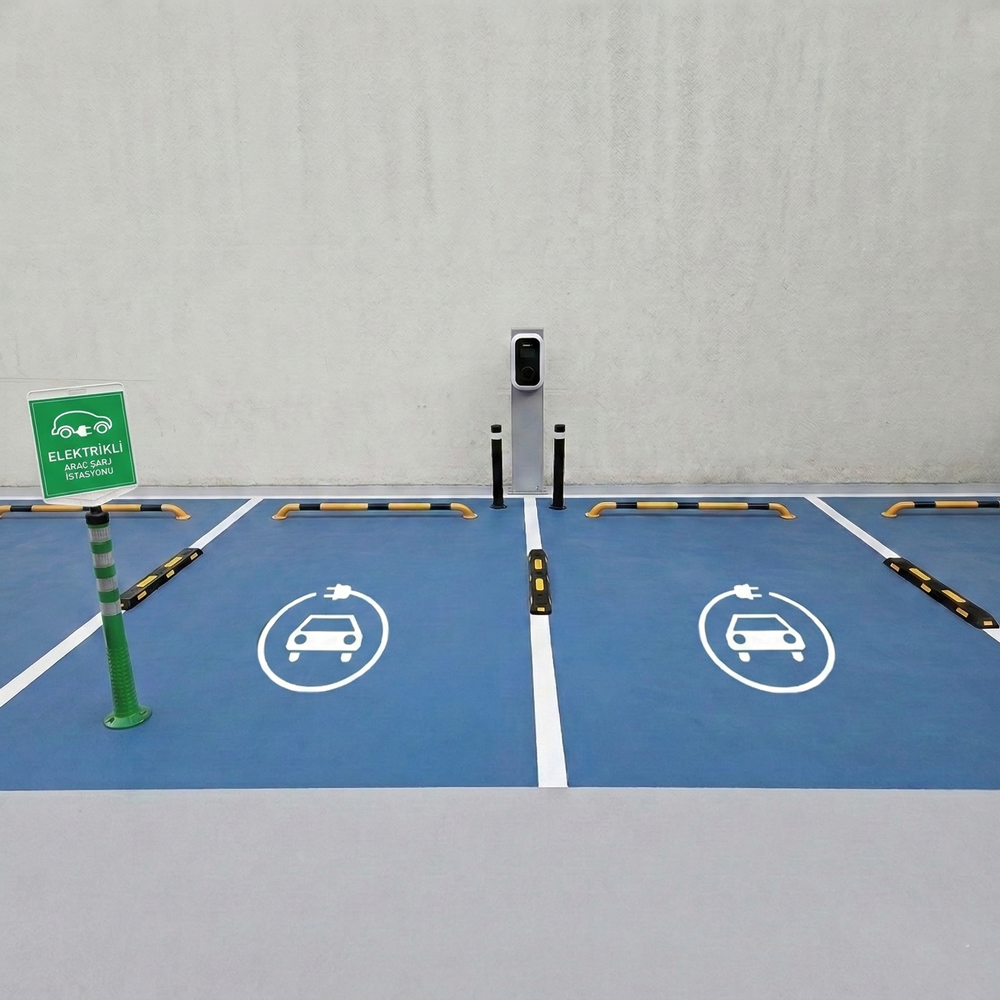 Elektrikli Araç Şarj Alanı Boyama Şablonu Galvaniz Sac Levha 100x100cm