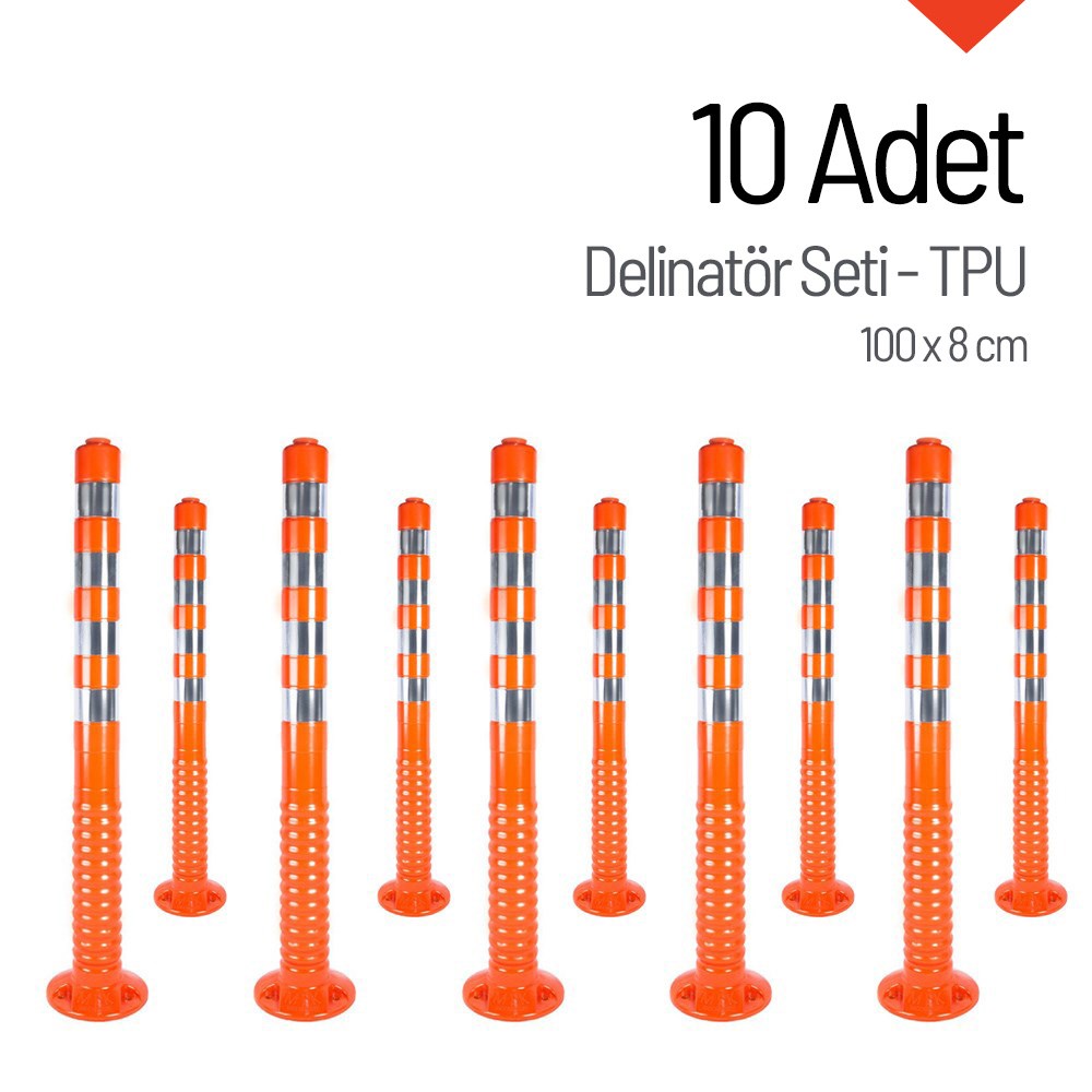 Delinatör 100 x 8 cm (TPU) 10 Adet, Esnek Trafik Bariyeri