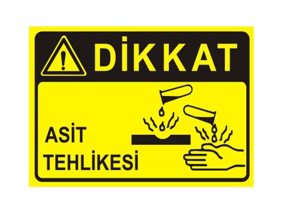Dikkat Asit Tehlikesi Levhası