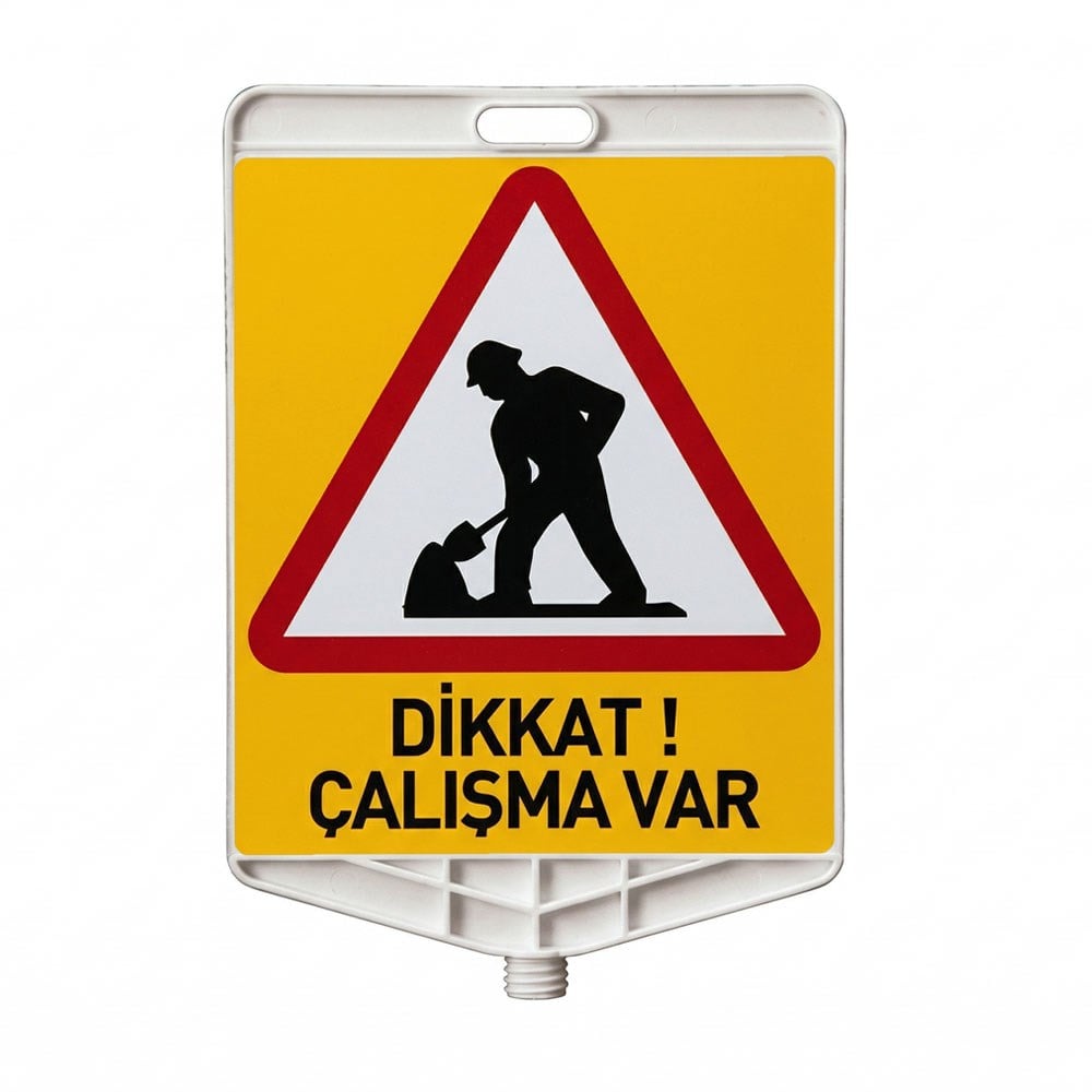 Dikkat Çalışma Var Dikdörtgen Levha Çift Taraf Baskı