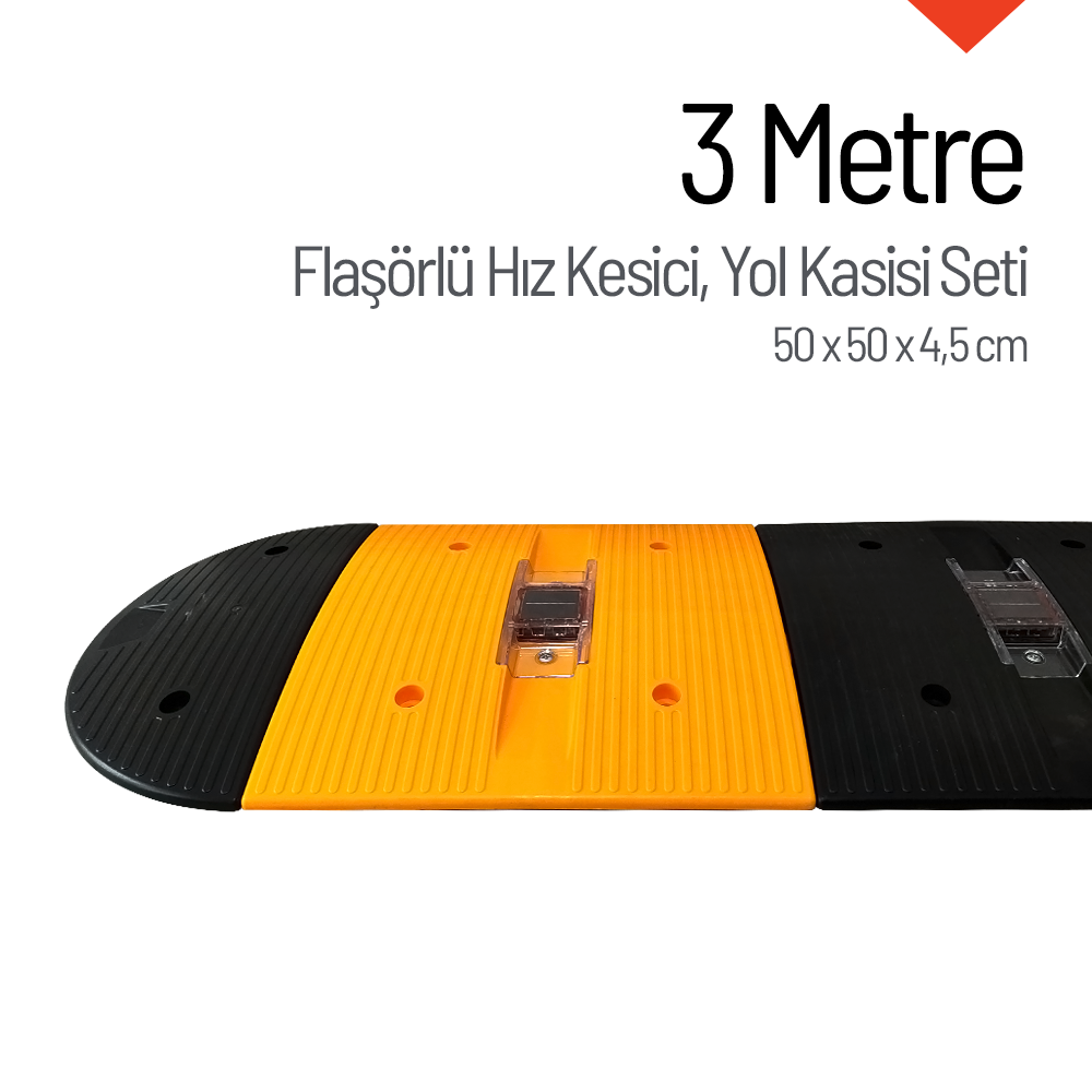 Flaşörlü Yol Kasisi Kapaklı Set - 3 Metre 