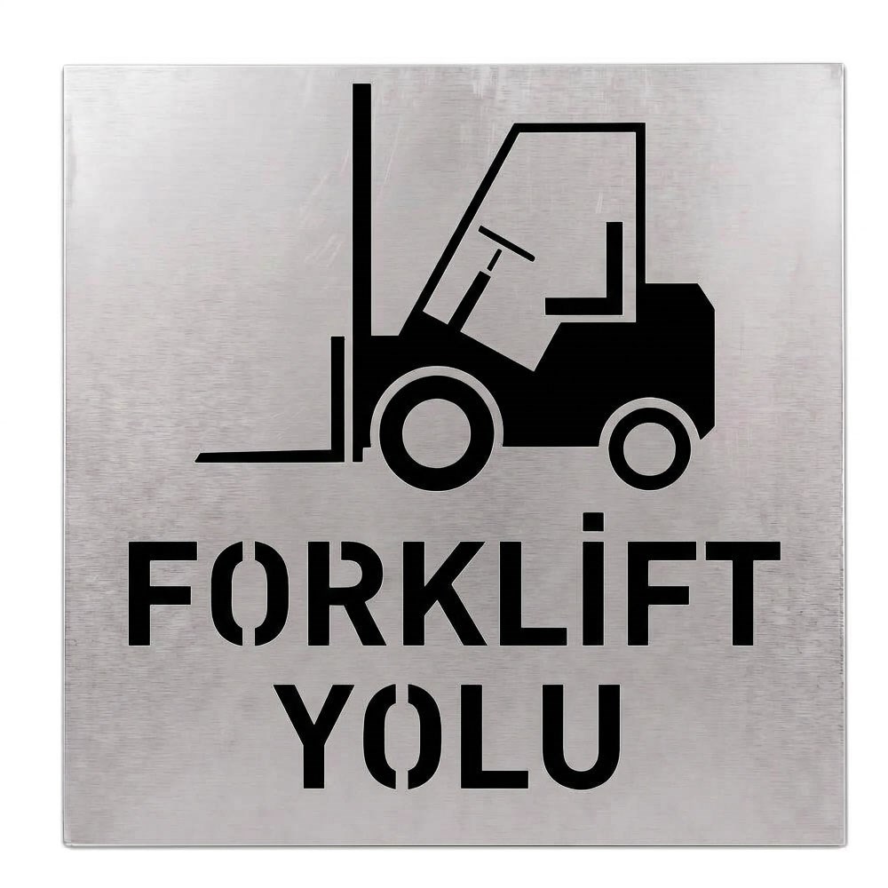 Forklift Yolu Boyama Şablonu - Galvaniz Sac Levha 100x100cm