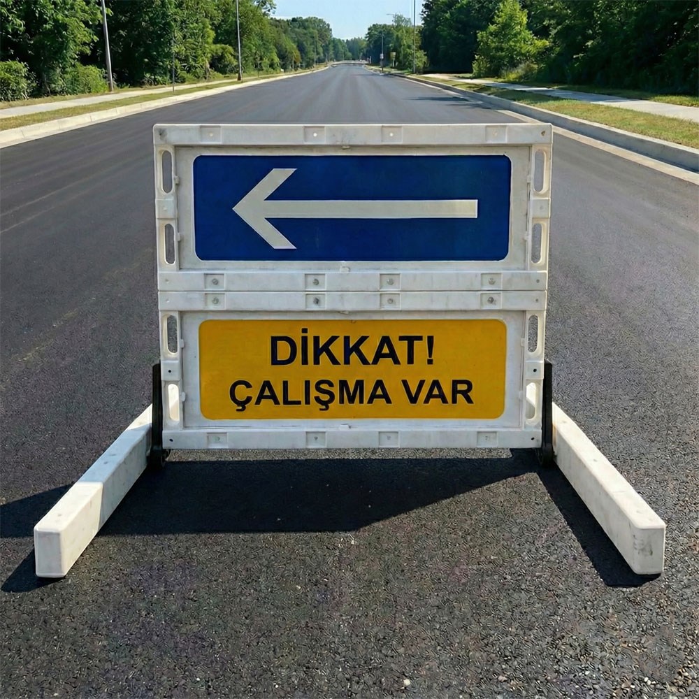 Katlanır Uyarı Levhalı Bariyer 100x91cm