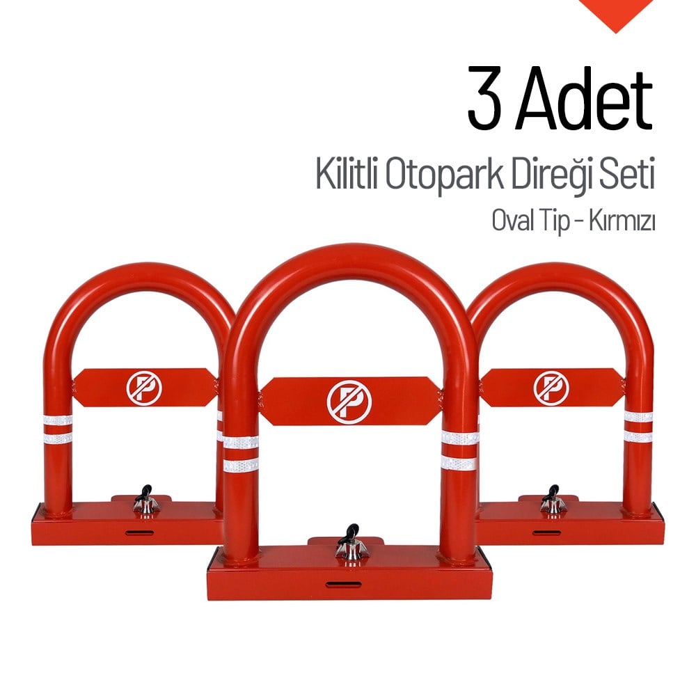 Kilitli Otopark Direği 50 cm, Yatar U Tip Park Bariyeri 3 Adet